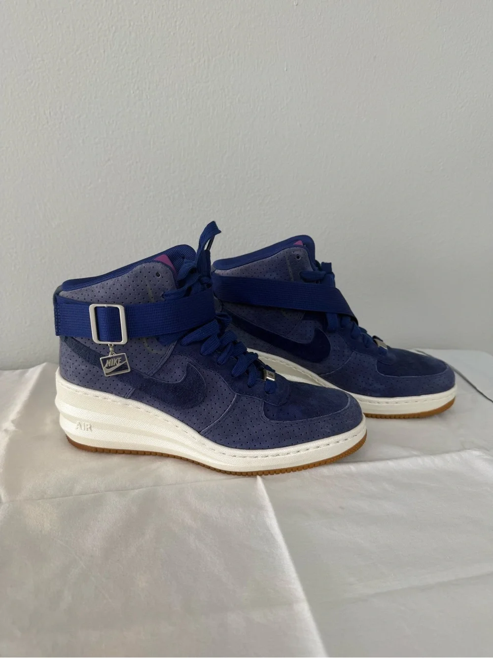 Nike Air Navy Suede High-Top Sneakers‎ with White Midsole